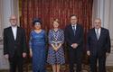 Accréditation Ambassadeurs. ©Direction de la Communication-Stéphane Danna - De gauche à droite : S.E. Monseigneur Martin KREBS, Nonce Apostolique ; S.E. Mme Guilhermina PRATA, Ambassadeur Extraordinaire et Plénipotentiaire de la République d’Angola ; Mme Isabelle BERRO-AMADEI, Conseiller de Gouvernement-Ministre des Relations Extérieures et de la Coopération ; S.E. M. Hernando Alfonso PRADA GIL, Ambassadeur Extraordinaire et Plénipotentiaire de la République de Colombie ; S.E. M. Jorge Luis JURE ARNOLETTI, Ambassadeur Extraordinaire et Plénipotentiaire de la République Orientale de l’Uruguay. © Stéphane Danna – Direction de la Communication