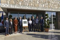 Inauguration SPA de Monaco. ©Direction de la Communication-Manuel Vitali - LL.AA.SS. le Prince Albert II et la Princesses Charlène, entourés par Laura Reynaud, Sous-préfète Nice-Montagne et Cyril Piazza, Maire de Peille (à gauche) et par Céline Caron-Dagioni, Conseiller de Gouvernement-Ministre de l’Equipement, de l’Environnement et de l’Urbanisme, Didier Guillaume, Ministre d’Etat, Thomas Brezzo, Président du Conseil National et Christophe Robino, Conseiller de Gouvernement-Ministre des Affaires Sociales et de la Santé (à droite). ©Direction de la Communication-Manuel Vitali