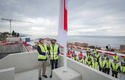 Levée de drapeau NCHPG © Direction de la Communication - Stéphane Danna - H.S.H. Prince Albert II raising the flag at the site of the new Princess Grace Hospital © Government Communication Department / Stéphane Danna